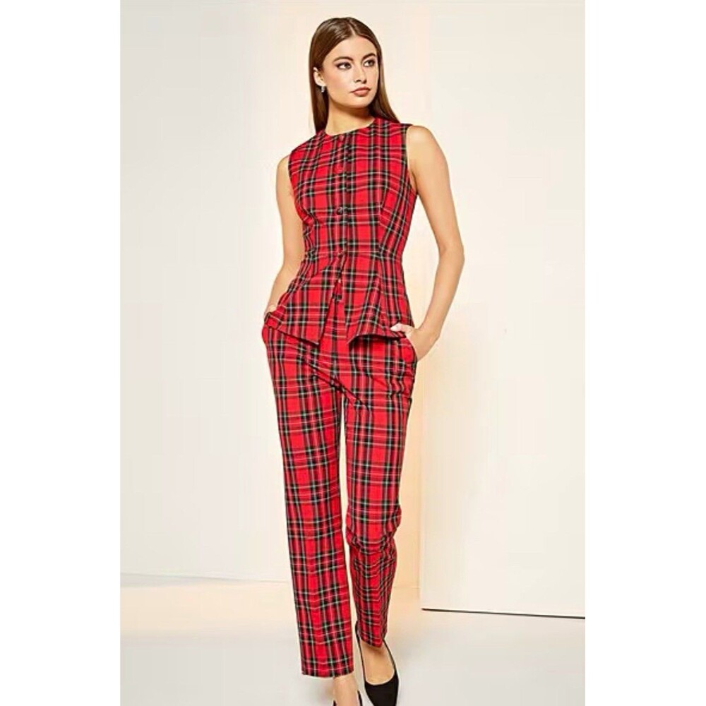 Alex Marie Coordinating Nichole Stretch Tartan Vest & Skinny Leg Pants. Size 8